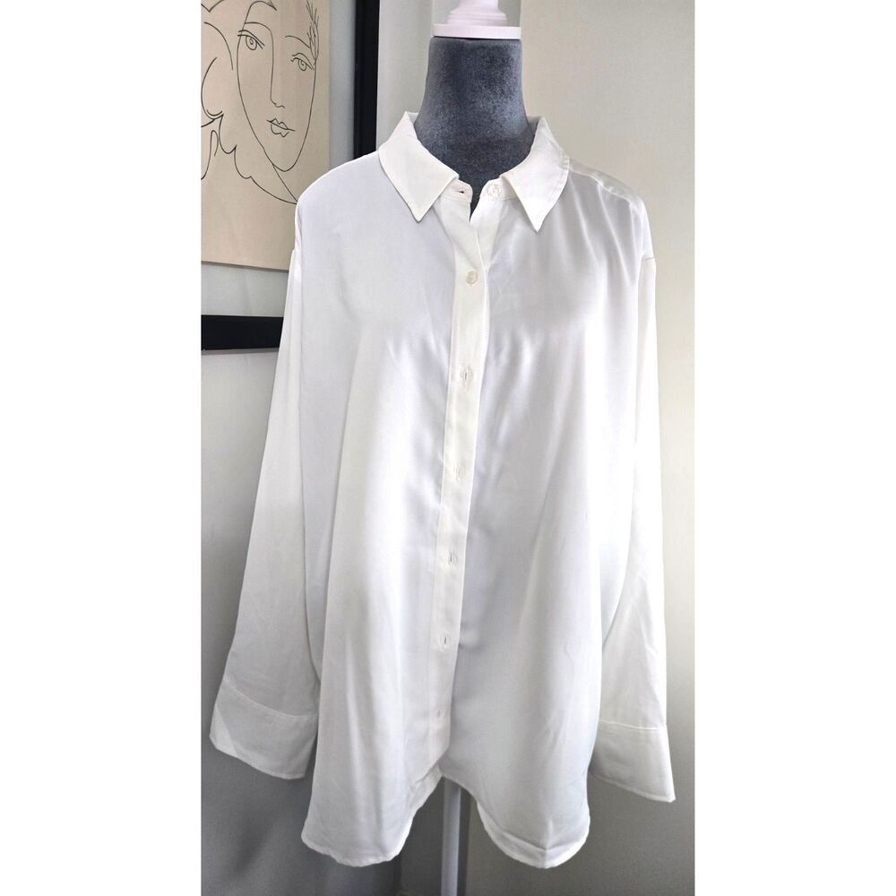 Scoop White Button‑Front Long Sleeve Shirt – XL (16/18) - NWT